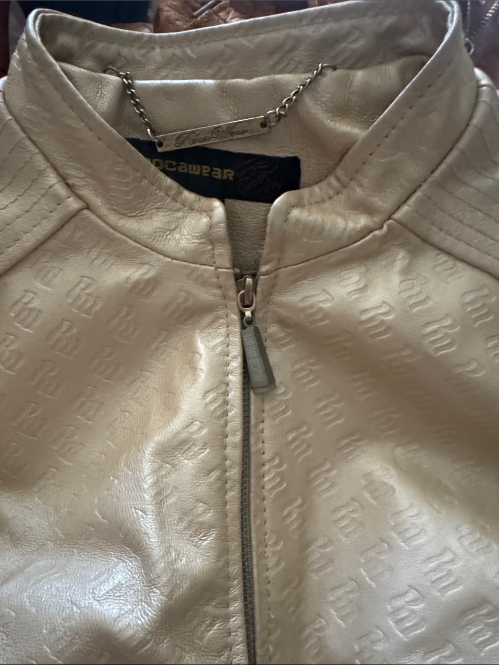 Rocawear Shimmery Gold Vintage Leather Jacket - Picture 15 of 16